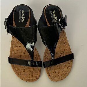 Coach Black Patent Leather Sandals